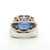 Sterling Silver Created Sapphire Cushion Cut Two Toned Sculped Fashion Ring Size 8