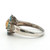 Sterling Silver Blue Topaz And Opal Flower With CZ Accents Cocktail Ring Size 8.75