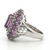 Sterling Silver Amethyst And CZ Halo Cluster Ring Size 7
