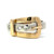 14K Two-Tone White and Yellow Gold Buckle with Diamond Accents Ring Size 7.5