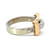 14K Two-Tone White and Yellow Gold Buckle with Diamond Accents Ring Size 7.5
