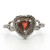 Sterling Silver Garnet And Pave Heart Shaped Fashion Ring Size 8
