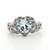 Sterling Silver Blue Topaz Heart Cut With Moissanite Accents Fashion Ring Size 6.75