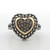 Sterling Silver 14K YG Diamond Heart Cluster Statement Ring Size 6