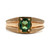 10K Yellow Gold Brushed Matte Design Oval Green Sapphire Mens Ring Size 14.5
