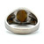 10K White Gold Brushed Matte Band Cabobchon Tigers Eye Mens Ring Size 10