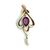 10K Yellow Gold Vintage Edwardian Purple Glass and Pearl Lavalier Pendant