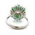 14K W Gold GIA Cert .94ct Round Brilliant Diamond/Emeralds Ballerina Ring Size 7