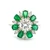 14K W Gold GIA Cert .94ct Round Brilliant Diamond/Emeralds Ballerina Ring Size 7