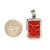Sterling Silver Vintage Bali Red Sponge Coral Rectangular Pendant