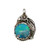 Sterling Silver Vintage Native Blue Opal Circle with Flower and Feather Pendant