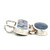 Sterling Silver Vintage Thailand Paua Abalone Shell Rectangle and Sodalite Oval Dangle Pendant