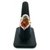 18K Two Tone Gold Freeform Organic Polished 6.3ct Fire Opal with 0.87cttw Diamond Halo Double Band Ring Size 8
