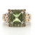 Sterling Silver Peridot Princess Cut Halo Statement Ring Size 8