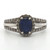 Sterling Silver Created Sapphire Oval Cut With CZ Accents Statement Ring Size 9