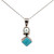 Sterling Silver Vintage Circle Pearl and Tilted Square Turquoise Hinged Dangle Pendant Box Chain Necklace