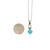 Sterling Silver Vintage Circle Pearl and Tilted Square Turquoise Hinged Dangle Pendant Box Chain Necklace
