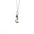 Sterling Silver Vintage Circle Pearl and Tilted Square Turquoise Hinged Dangle Pendant Box Chain Necklace