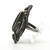 Sterling Silver Elongated Black Onyx Floral Vintage Navajo Style Statement Ring Size 7.5