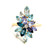 10K Yellow Gold Swiss Blue Topaz, London Blue Topaz, Iolite, Tanzanite, Flower Cluster Ring Size 7