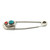 Risdon Sterling Silver and Base Metal Vintage Navajo Square Turquoise and Triangle Coral with Leaf Safety Pin Keychain