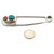 Risdon Sterling Silver and Base Metal Vintage Navajo Square Turquoise and Triangle Coral with Leaf Safety Pin Keychain