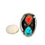 Sterling Silver Navajo Vintage Stacked Turquoise and Coral Teardrops in Braided Rope and Double Feathers Ring Size 9.5