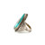Sterling Silver Native Vintage Oval Turquoise In a Twisted Rope Border with Double Feathers Bezel Setting Ring Size 9