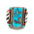 Sterling Silver Native Vintage Rectangle Turquoise with Multi-Gem Inlay on Sides Ring Size 10