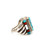 Sterling Silver Native Vintage Rectangle Turquoise with Multi-Gem Inlay on Sides Ring Size 10