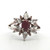 Sterling Silver Ruby And CZ Floral Cocktail Ring Size 7