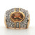 Sterling Silver Gold Tone Created Citrine Bezel Set With CZ Pave Fashion Ring Size 6