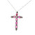 14K White Gold 6-13SC Ruby and 0.05cttw Diamond Cross Necklace 18"
