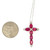 14K White Gold 6-13SC Ruby and 0.05cttw Diamond Cross Necklace 18"