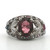 Sterling Silver Pink Stone With Blue And Pink Accent Stone Vintage Inspired Statement Ring Size 6