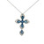 14K White Gold 45 SC Sapphire 1/5tw Diamond Teardrop Cross Pendant Necklace 18" Chain
