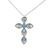 14K White Gold 45 SC Sapphire 1/5tw Diamond Teardrop Cross Pendant Necklace 18" Chain