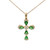 14K Gold 19B Tsavorite 1/4tw Diamond Teardrop Cross Pendant Necklace 18" Chain