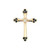 14K Gold 1B Sapphire .08tw Diamond Clover Tipped Cross Pendant
