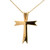 14K Gold Outline 21B 5/8tw Diamond Double Pointed Cross Pendant Necklace 16" Chain
