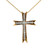 14K Gold Outline 21B 5/8tw Diamond Double Pointed Cross Pendant Necklace 16" Chain