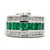 14K White Gold Men's Nine Emeralds with .75cttw Round Diamond Accents Band Ring Size 10