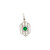 14K  White Gold 0.16ct Circle Emerald on a .12tw Diamond Shield Pendant