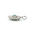 14K  White Gold 0.16ct Circle Emerald on a .12tw Diamond Shield Pendant