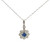 14K White Gold 0.43ct Circle Sapphire Surrounded With .13tw Diamond Flower Petals Pendant 17.75" Chain Necklace