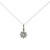 14K White Gold 0.43ct Circle Sapphire Surrounded With .13tw Diamond Flower Petals Pendant 17.75" Chain Necklace