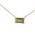 14K Gold .87ct Rectangle Blue Tourmaline With .05tw Diamond Circle Corner Stationary Pendant 17.5" Chain Necklace