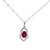 14K White Gold Teardrop Outline With .74ct Oval Ruby With .08tw Diamond Teardrop Outline Pendant 18" Twisted Chain Necklace