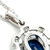 14K White Gold .76ct Oval Sapphire Surrounded With .08tw Diamond Triangles Pendant 18" Chain Necklace