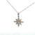 14K White Gold .24ct Yellow Tourmaline Circle with .05tw Diamond Rays North Star Pendant 18" Chain Necklace